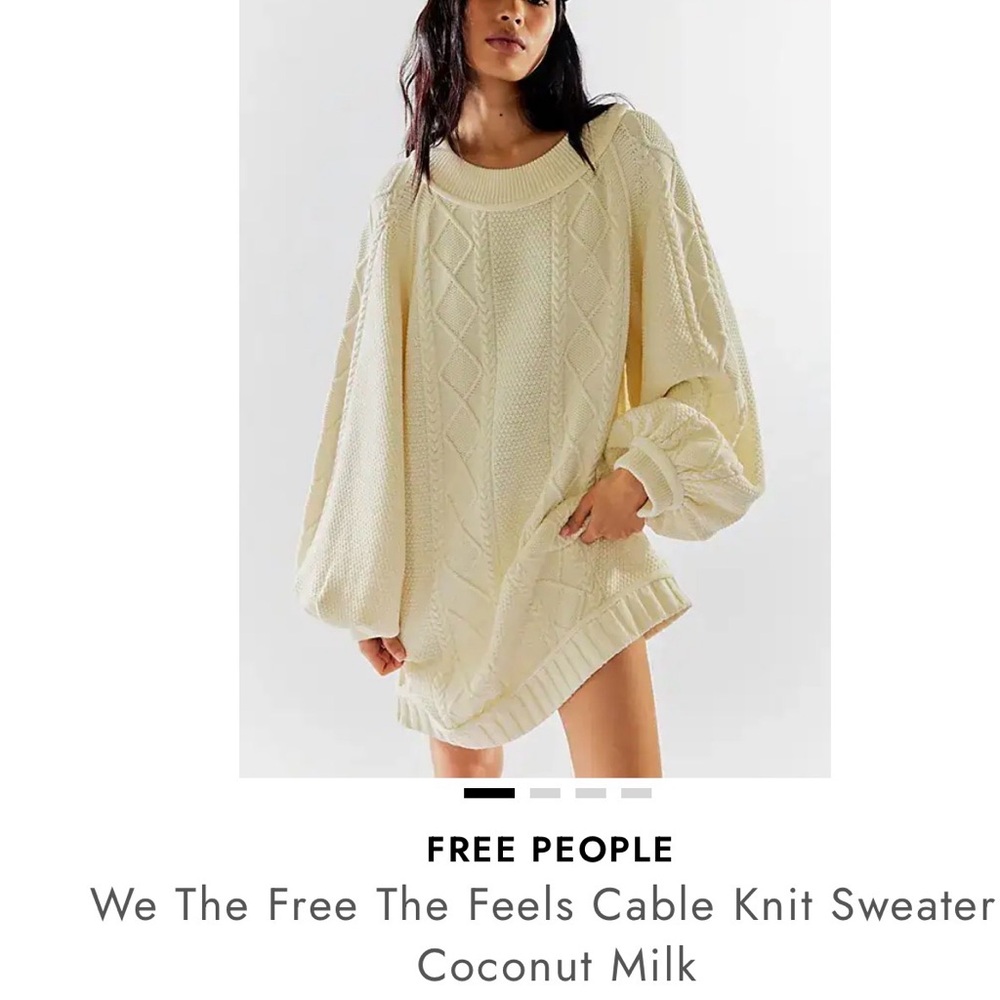 NWOT We The Free The Feels Cable Knit Sweater in Coconut Milk